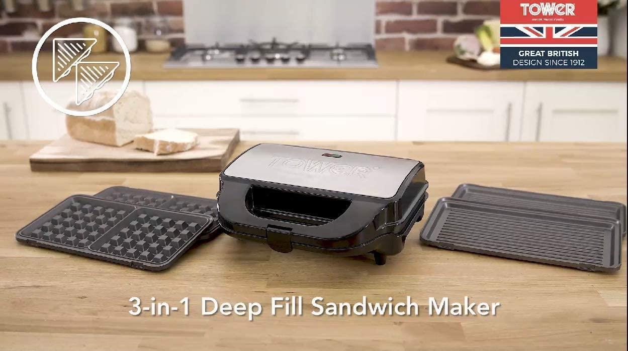 Tower 3 in 1 Deep Fill Sandwich Maker T27020RG DK Wholesale Ltd