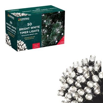 Christmas Workshop 50 LED Battery Op Timer Lights - White (Carton of 20)