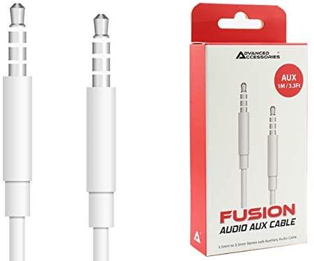 Advanced Accessories Fusion Audio Aux Cable 3.5mm-White MRM01855