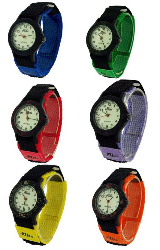 Relda boys & girls Analogue Nite-Glo Quartz Luminous Dial Velcro strap Watch REL5 Available Multiple Colour NEEDS BATTERY
