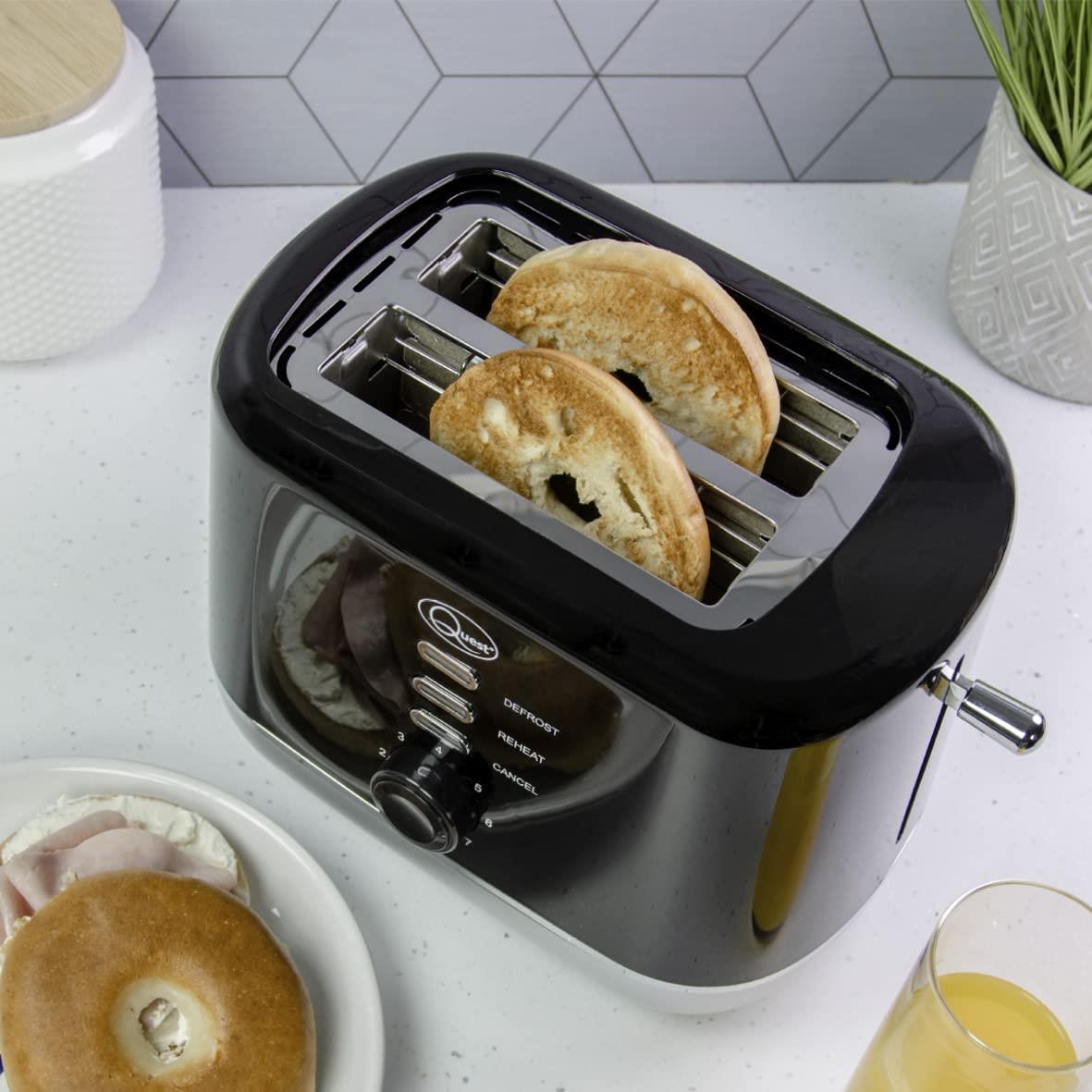 Quest 2 Slice Toaster Black and Silver (Carton of 6)