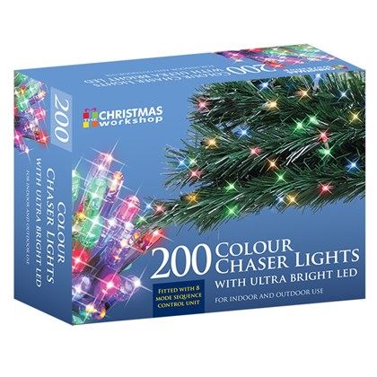 Christmas Workshop 200 LED Multi-Coloured Chaser Lights (Carton of 12)