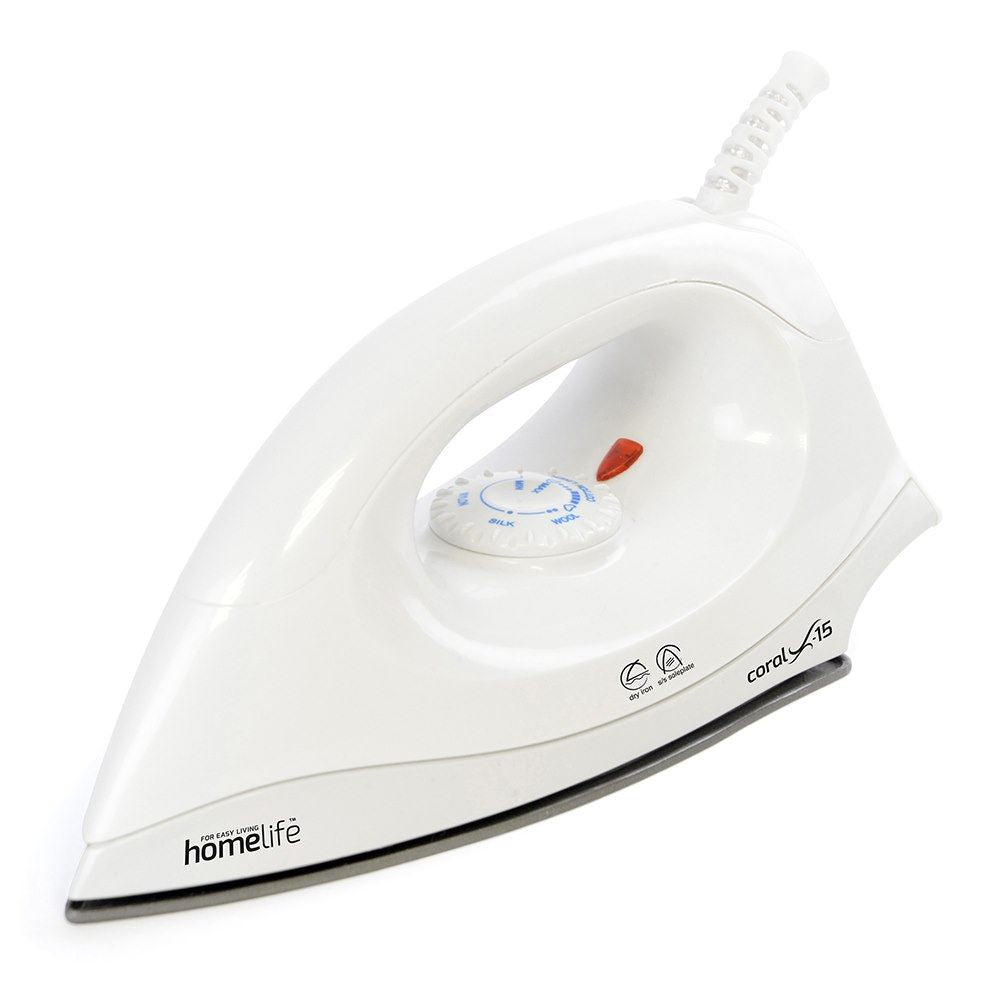 HomeLife ''Coral X-15'' 1200w Dry Iron - Non-Stick Soleplate - White