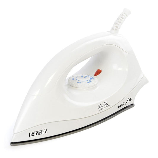 HomeLife ''Coral X-15'' 1200w Dry Iron - Non-Stick Soleplate - White