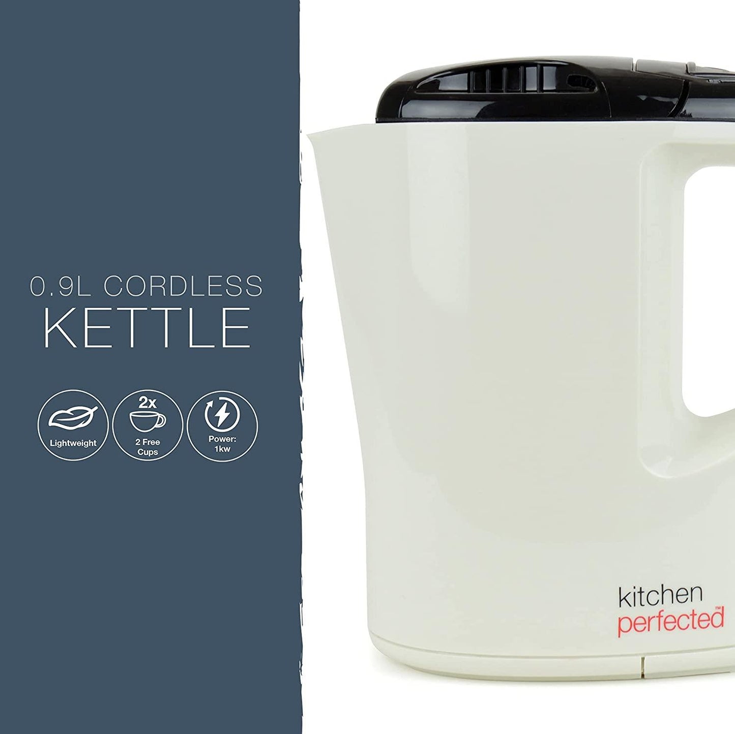 Kitchen Perfected 0.9L Corded Kettle With Two Cups