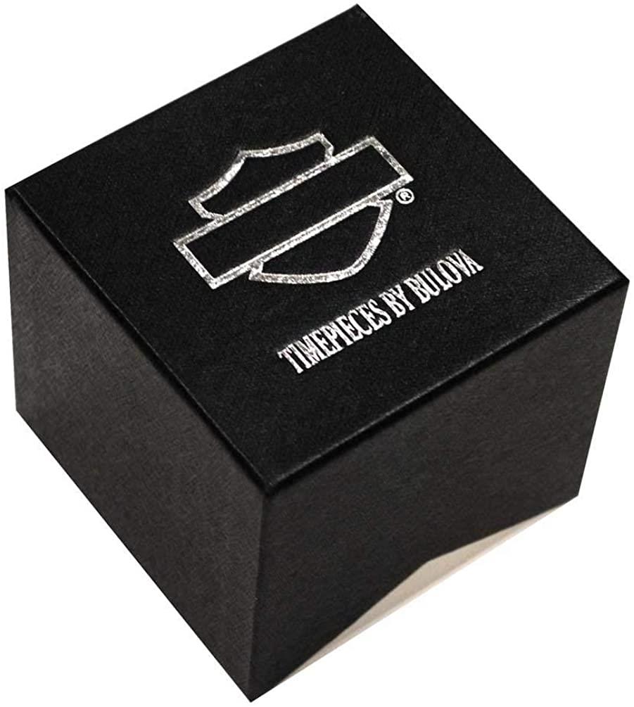 Harley-Davidson Men's Black Dial with a Gold Metallic Flame Design Watch 78A121