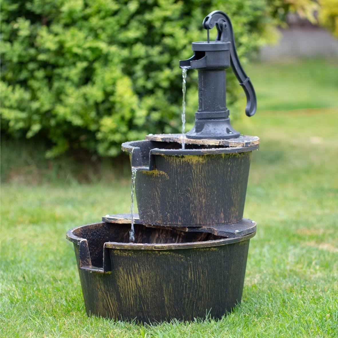 GardenKraft 2 Tier Barrel Fountain - 20890