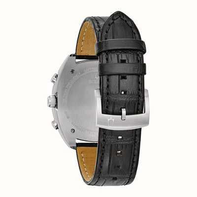 Bulova Mens Curv Chronograph Watch With Black Leather Strap 98a155
