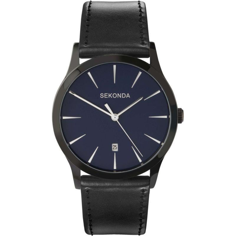 Sekonda Mens Blue Dial Analogue Display Black Pu Strap 3536