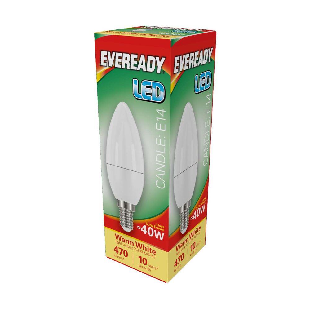 Eveready S13616 LED Candle Bulb 40w E14 (SES) 470lm 4.9W Warm White (Pack of 5)