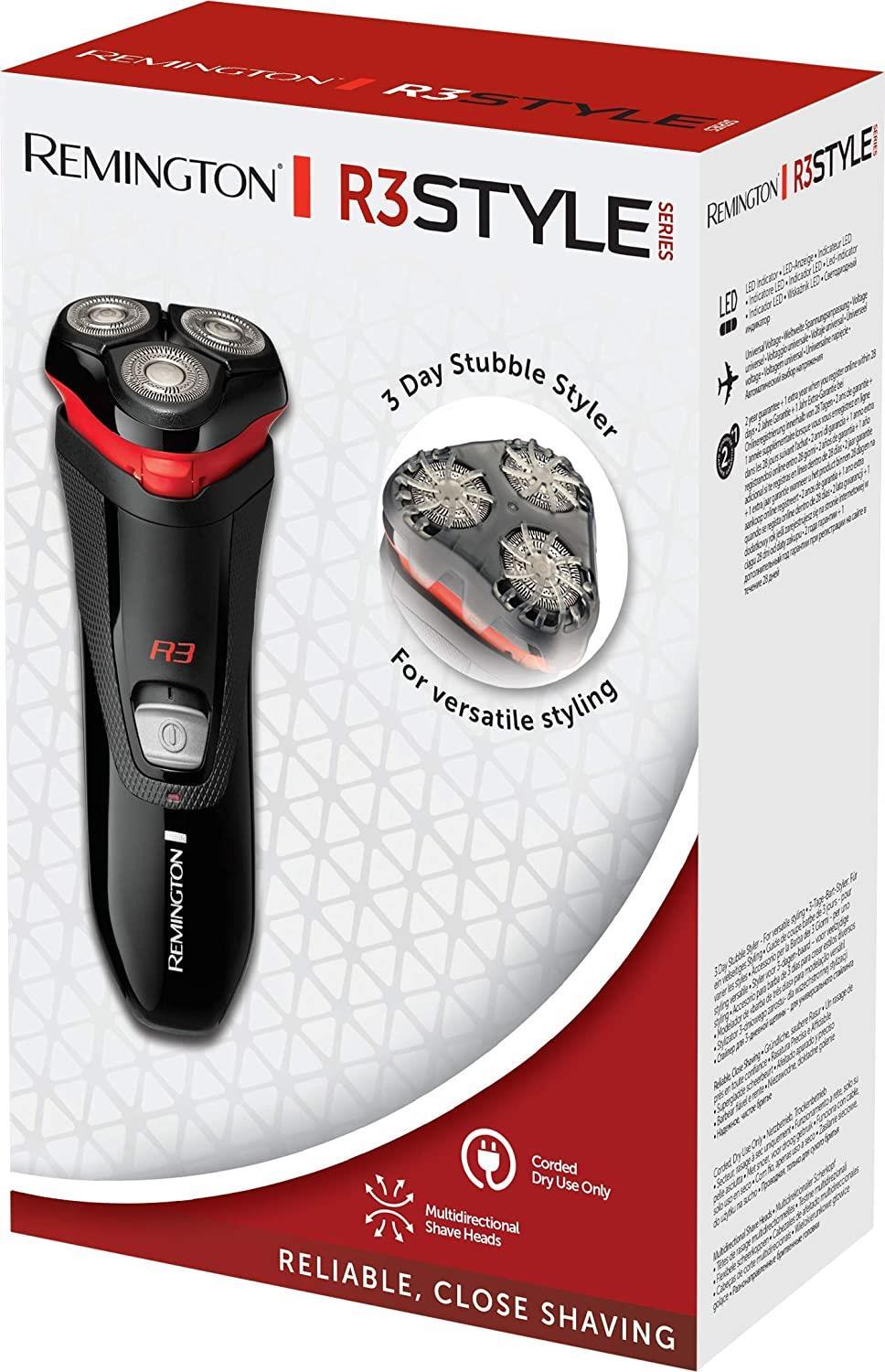 Remington R3000 Style Series R3 Electric Shaver Corded Rotary Razor with 3-Day Stubble Trimmer and Pop-Up Trimmer