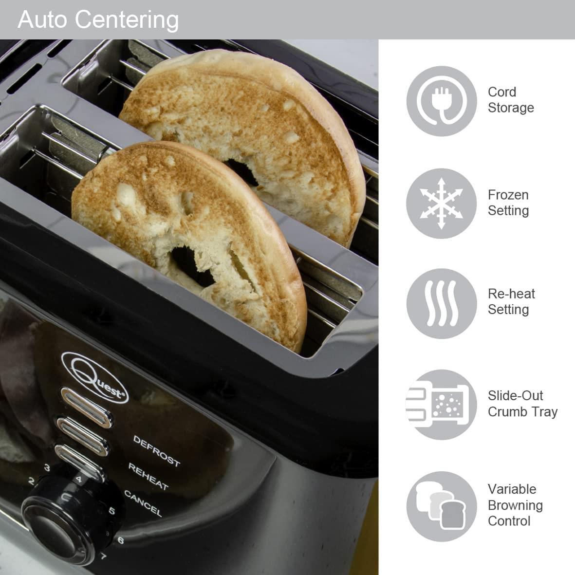 Quest 2 Slice Toaster Black and Silver (Carton of 6)