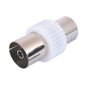 Electrovision White Coaxial Female Socket to socket Coupler F350AB