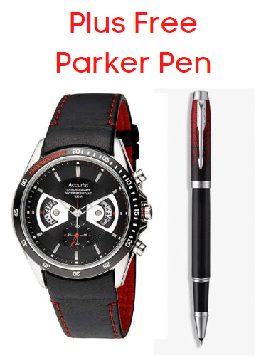 Accurist Mens Chronograph Watch Free Parker Im Red Rollerball Pen