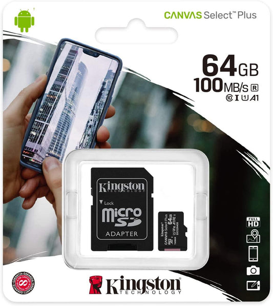 Kingston Canvas Select Plus MicroSD (SD Adapter Included)- 64GB