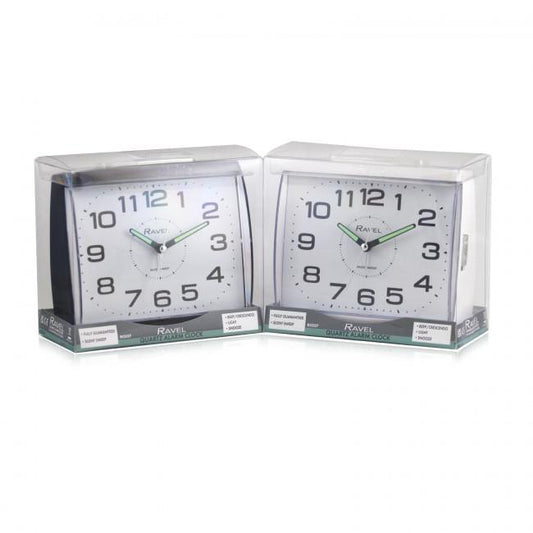 Ravel Large Square Retro Bedside / Mantle Quartz Alarm Clock RC037 Available Multiple Colour