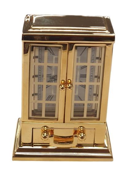 Miniature Clock Gold Plated Solid Brass IMP40 - CLEARANCE NEEDS RE-BATTERY