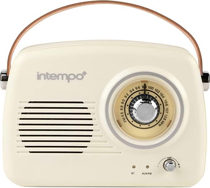 Intempo Rechargeable Bluetooth Speaker with FM Radio- Cream