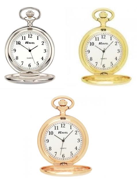 Ravel Plain Pocket Watch Chrome R1001 Available Multiple Colour