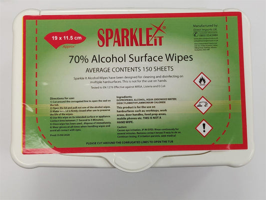 150 Sparkleit 70% Alcohol Wipes