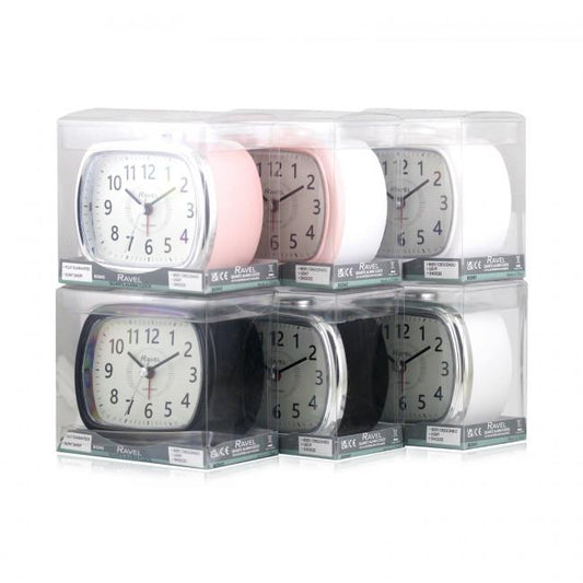 Ravel Mid sized Bedside Quartz Alarm Clock RC042 Available Multiple Colour