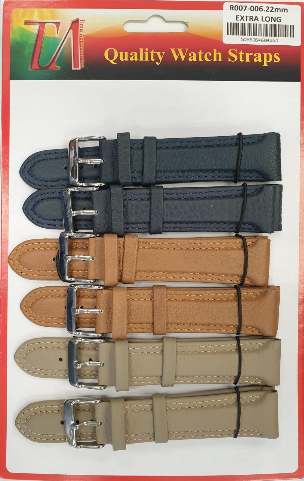 R007-006 22MM 5PK PADDED COLOUR WATCH STRAPS