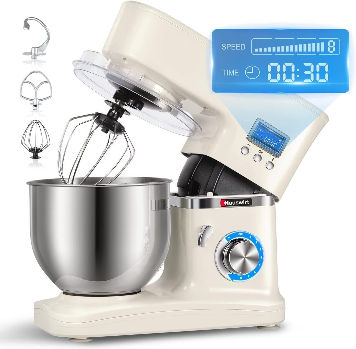 Hauswirt Digital LCD 5L Stand Mixer- Beige