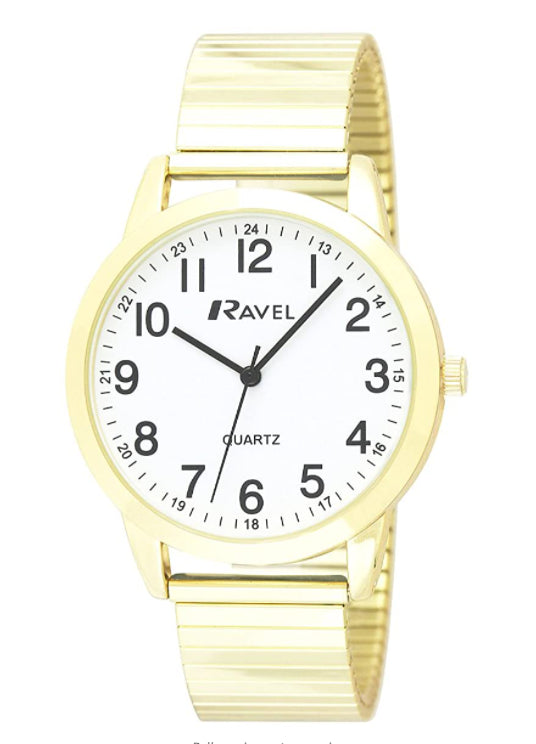 Ravel Basic Mens Basic Bold Number Expander Bracelet Watch R0232G