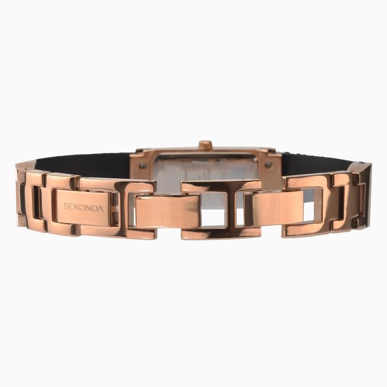 Seksy Rocks Ladies Bling Watch Rose Gold Case & Leather Bracelet With Red Dial 2576
