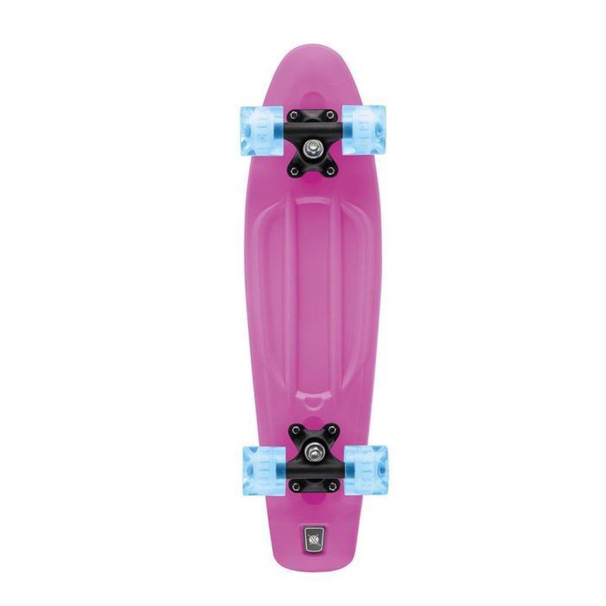 Xootz Kid's Complete Retro Plastic Skateboard with LED Light Up Wheels, Pink- TY5728
