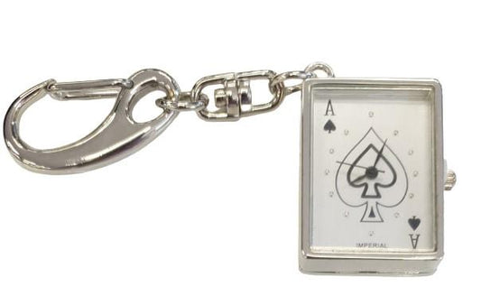 Imperial Key Chain Clock Playing Card Ace Silver IMP749