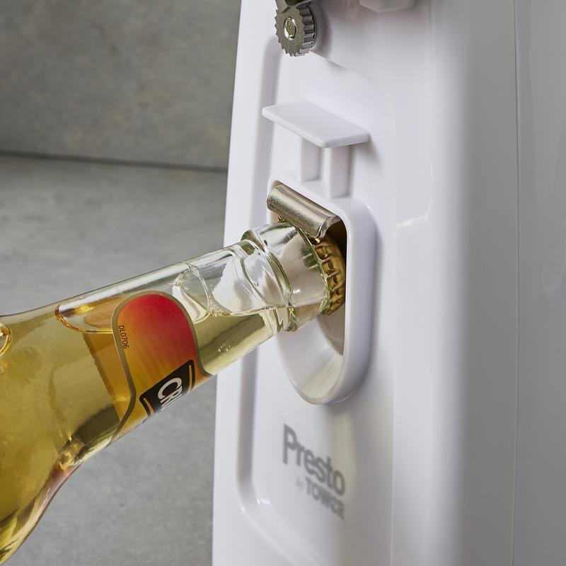 Tower Presto 4 in 1 Can Opener with Knife Sharpener and Bottle Opener White - PT19007WHT
