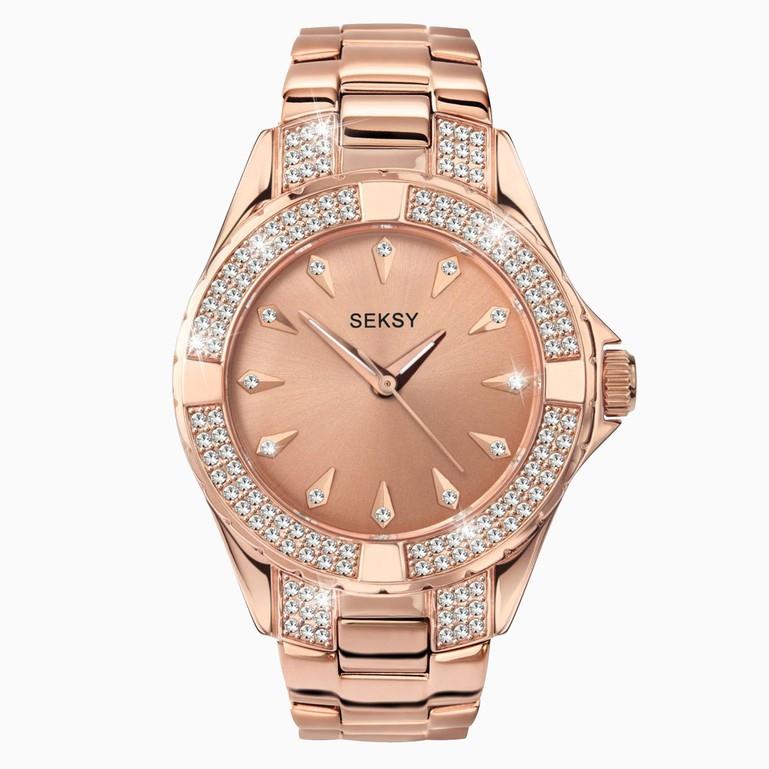 Seksy Ladies Fashion Designer Rose Gold Bracelet Watch 4669 DK