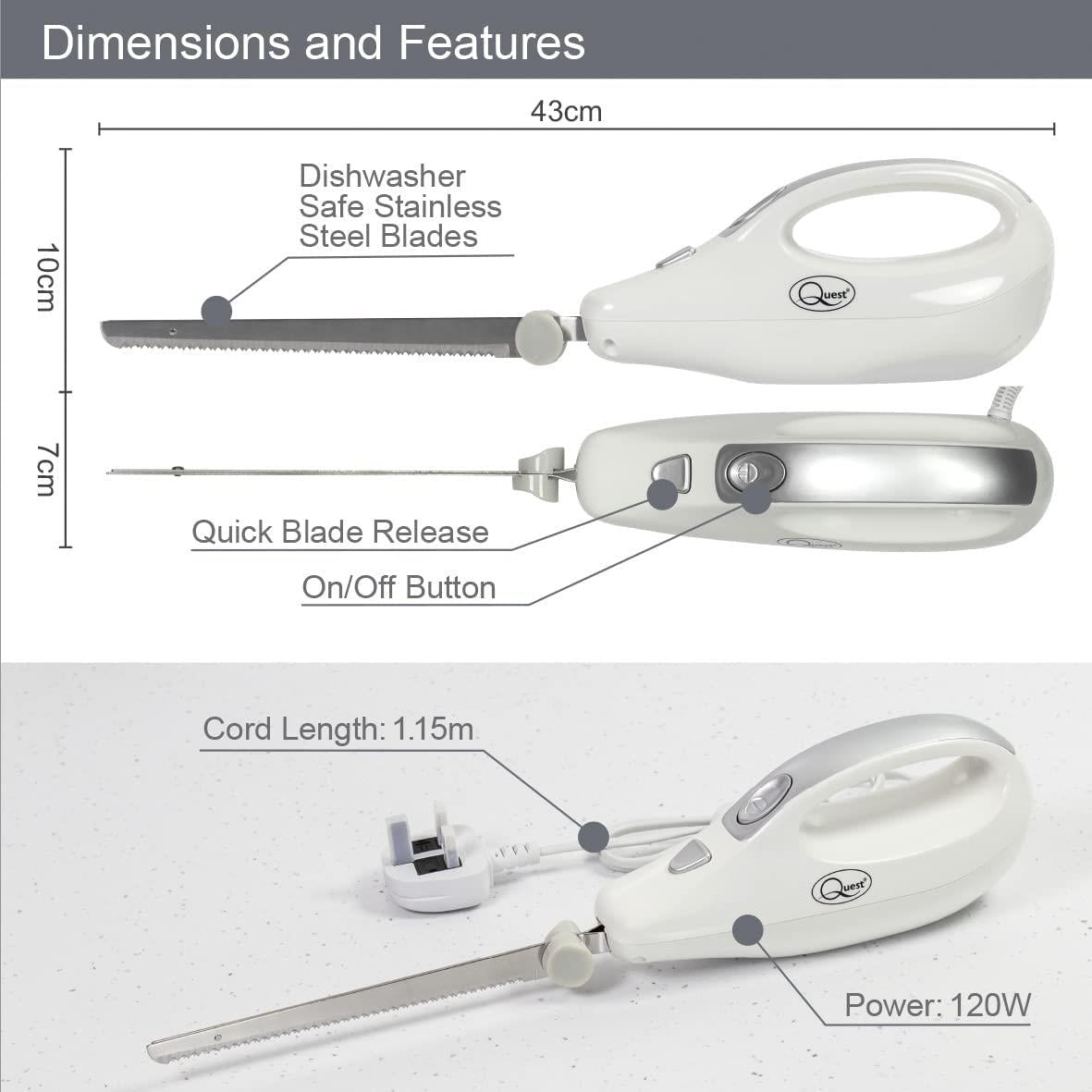 Quest Electric Knife White (Carton of 8)