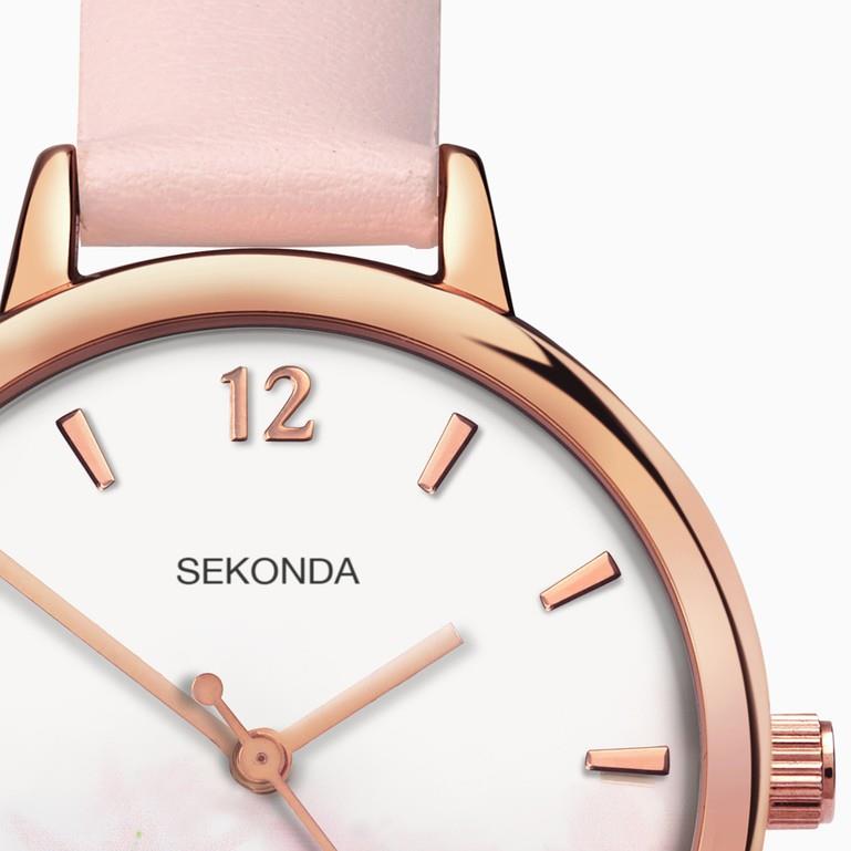Sekonda Ladies Rose Gold Case With White Dial & Pu Strap 2625
