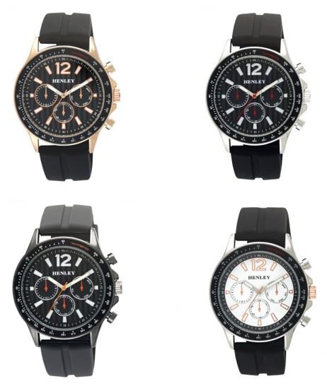 Henley Men's Black Dial Silicone Sports Rubber Strap Watch H02206