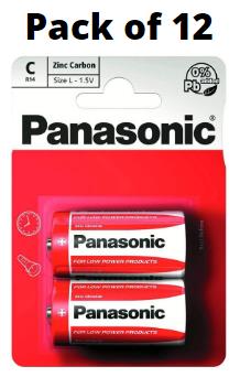 Panasonic C Size Zinc Batteries Pack of 12