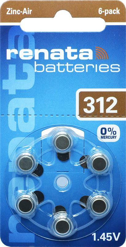 Renata No. 312 (PR41) Hearing Aid Batteries 6 pack