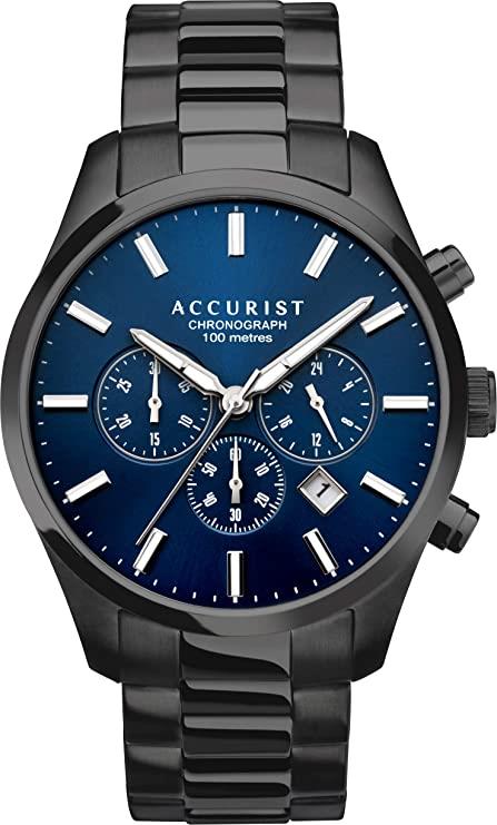 Accurist London Mens Chronograph Dark Blue Dial With Black