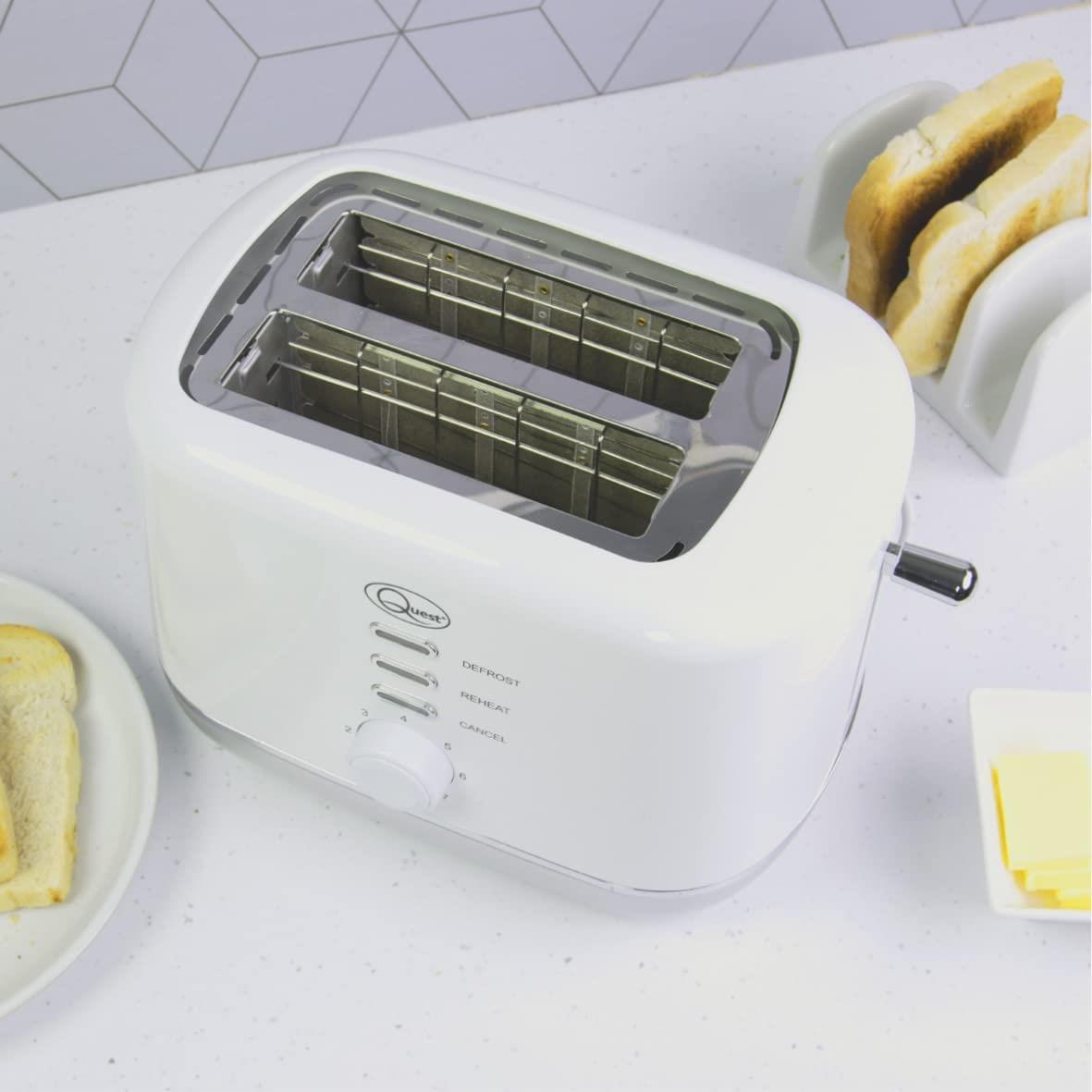 Quest 2 Slice Toaster White and Silver (Carton of 6)