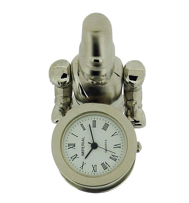 Miniature Clock Silver plated Toy Soldier with Clock Drum Solid Brass IMP1041- CLEARANCE NEEDS RE-BATTERY