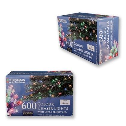 Christmas Workshop 600 LED Multi-Coloured Chaser Lights (Carton of 6)