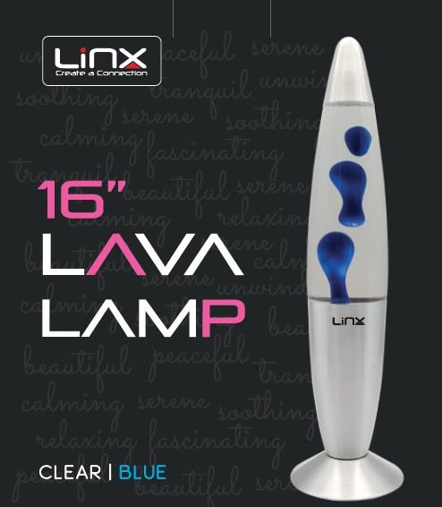 Linx 16" Lava Lamp - Clear/Blue