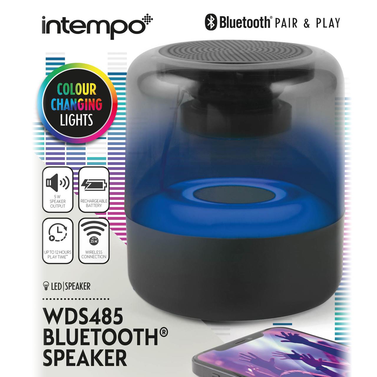 Intempo 5W Colour Changing LED Bluetooth Speaker- Black