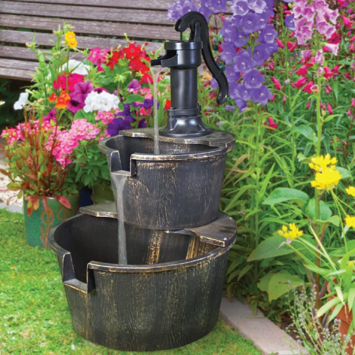 GardenKraft 2 Tier Barrel Fountain - 20890