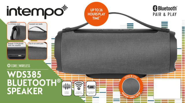 Intempo WDS385 Fabric Bluetooth Speaker- Black