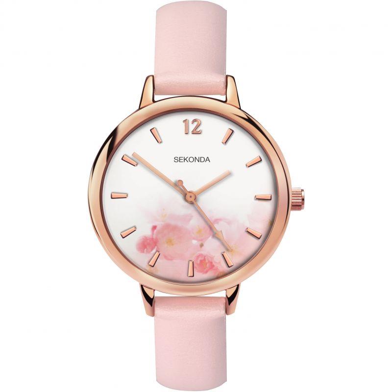 Sekonda Ladies Rose Gold Case With White Dial & Pu Strap 2625