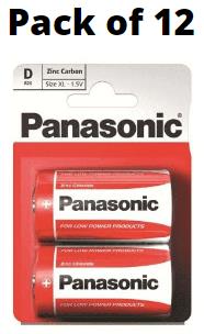 Panasonic D Size Zinc Batteries Pack of 12
