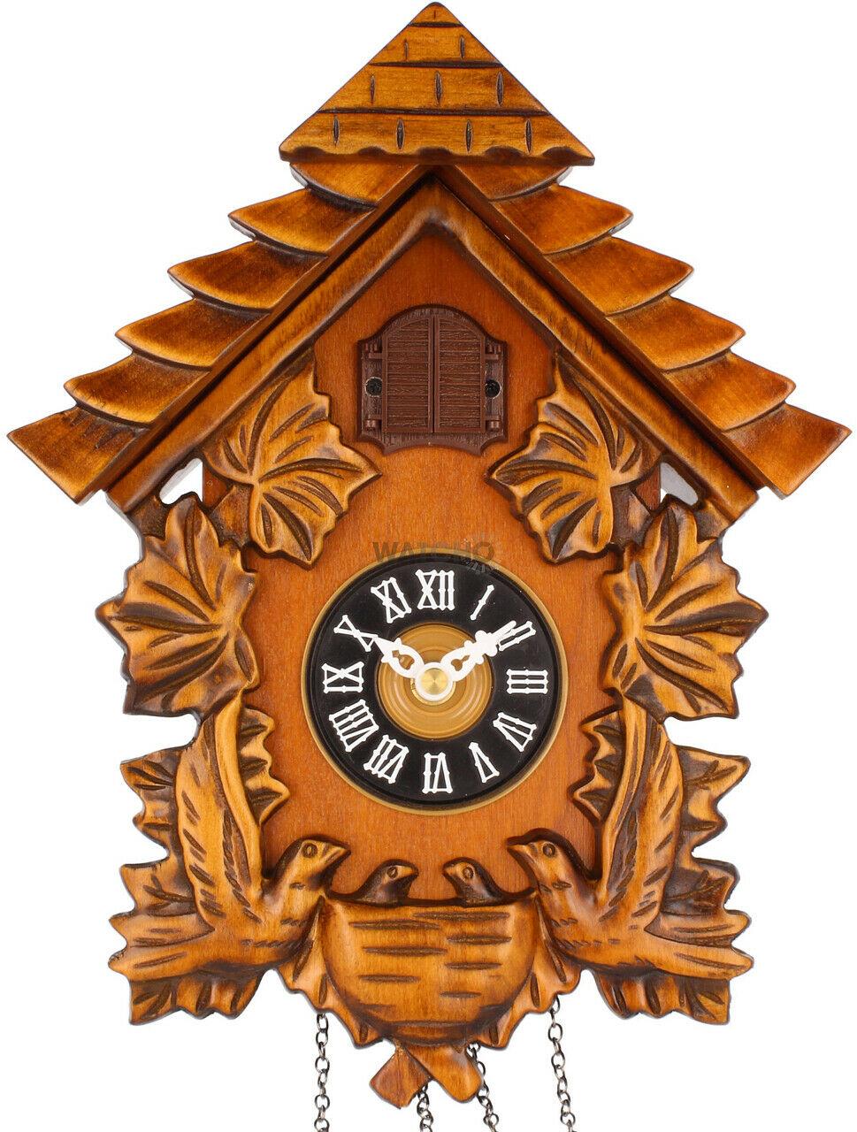 Qtz Cuckoo Clock - Wooden - Pitched Roof