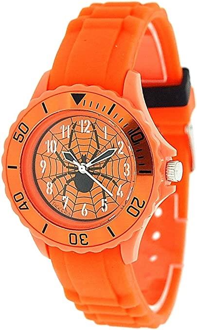 Tikkers Boys Analogue Spider Web Orange Rubber Strap Sports Watch TK0032